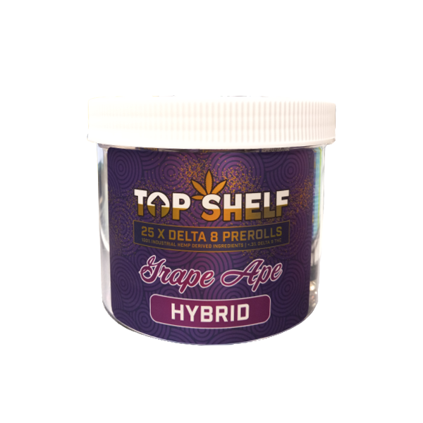 TOP SHELF 25 X DELTA 8 PREROLLS GRAPE APE HYBRID