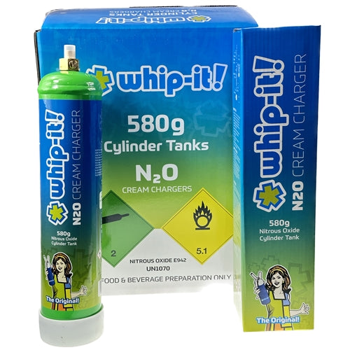 WHIP-IT N2O CREAM CHARGERS CYLINDER TANK 580G - 6CT BOX