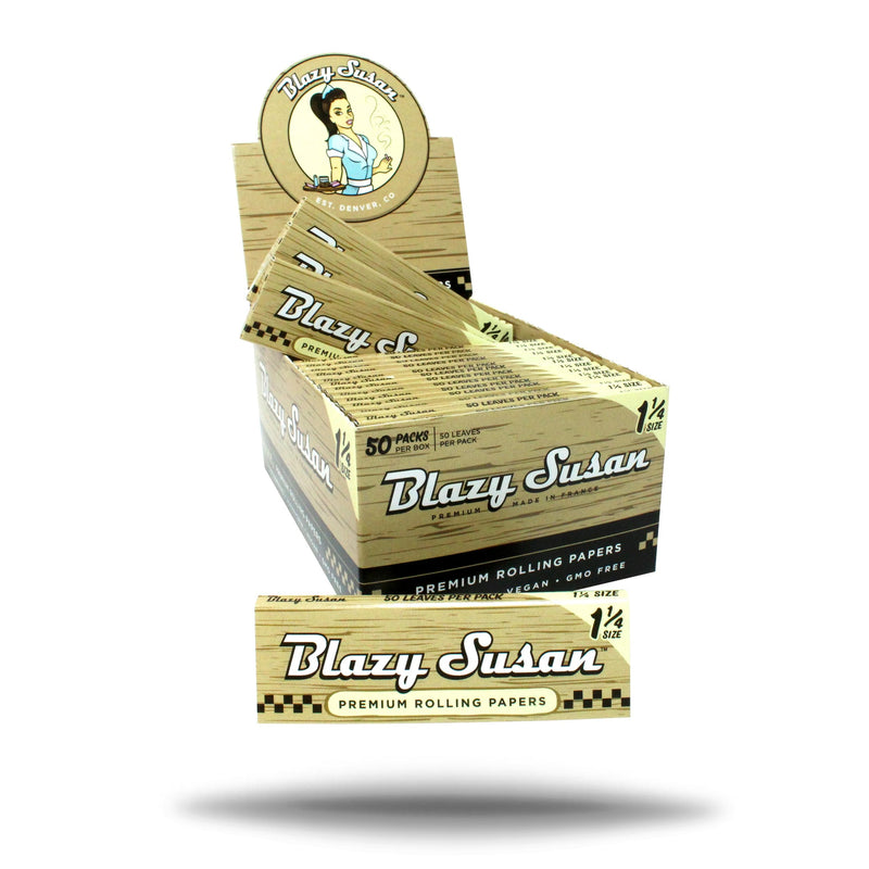 BLAZY SUSAN 11/4 ULTRA THIN ROLLING PAPER UNBLEACHED (BROWN) -BOX OF 50