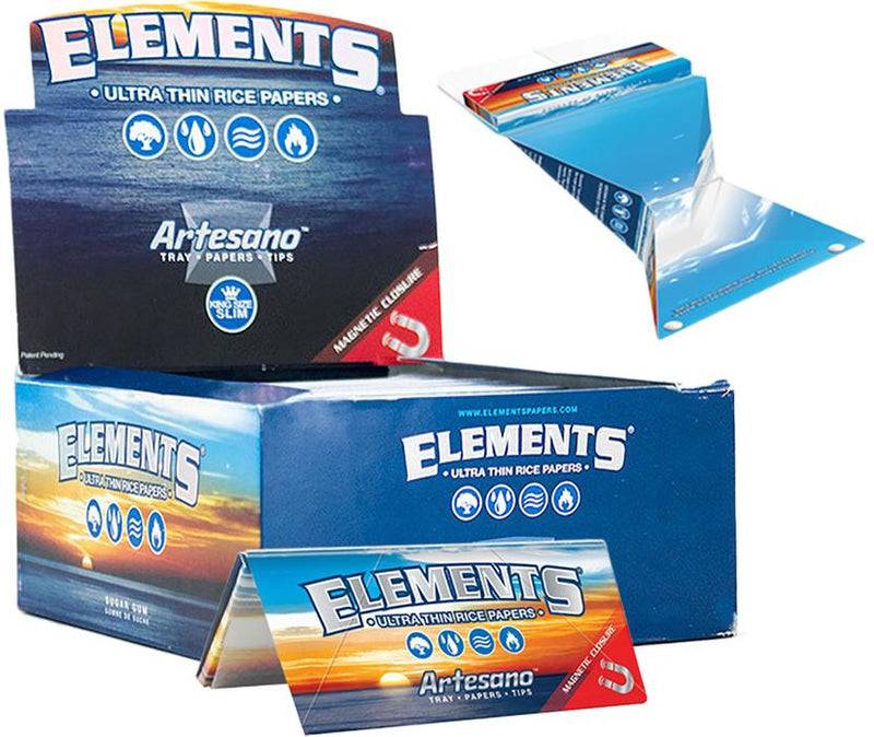 Elements Rolling Papers | Artesano | King Size Slim (with Tips and Tray)