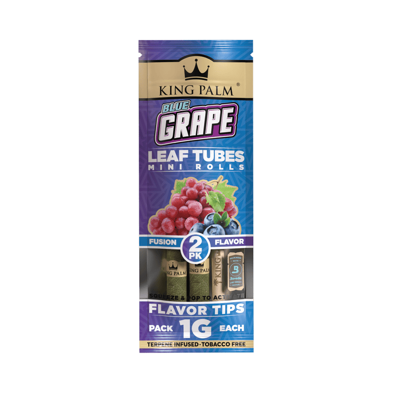 KING PALM 2PK TERPENE INFUSED LEAF TUBES MINI ROLLS BLUE GRAPE 20PK / BOX