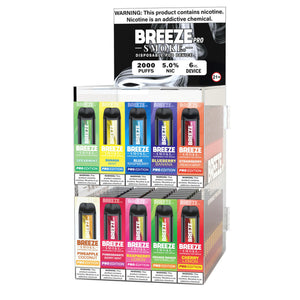 BREEZE PRO 2000 PUFFS MIX FLAVORS COUNTER DISPLAY #3 - 100CT PRE-FILLED