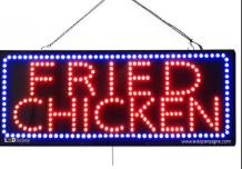 FRIED CHICKEN LED SIGN WHITE AND RED