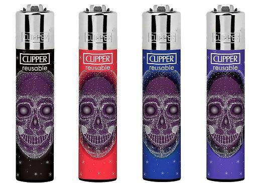 CLIPPER:CLIPPER REUSABLE LIGHTER SKULL PURPLE