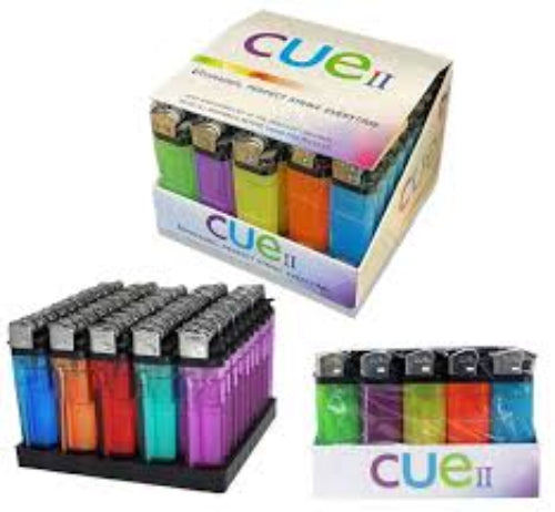 CUE II Classic Lighters, Assorted Colors 50 Count