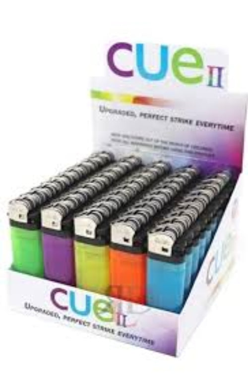 CUE II Classic Lighters, Assorted Colors 50 Count