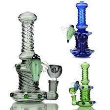 7.5" BEE ART WATER PIPE WITH COLOR TUBE GLASS AND 14mm MALE BOWL