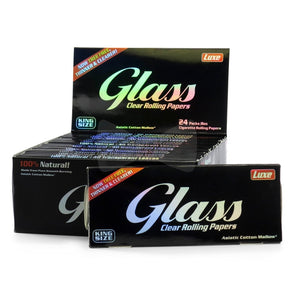 GLASS KINGSIZE CLEAR ROLLING PAPERS 25 PER BOX