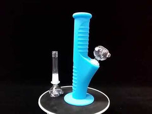 SILICONE WATER PIPE 3 PIECE BLUE/GREY/PURPLE