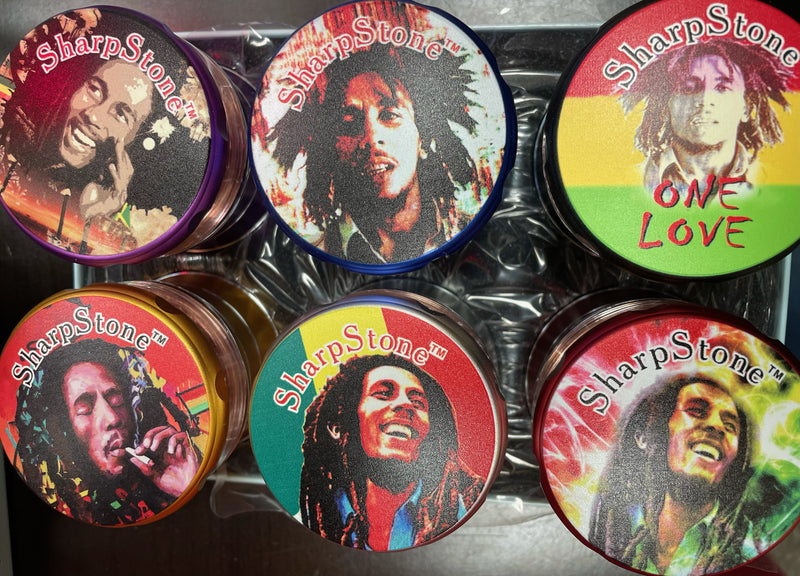 GRINDER 4 PART 53MM DIAMETER WITH WINDOW ON 3RD BOB MARLEY
