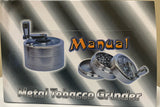 Round herb grinder with crank handle - 60mm - 3 parts