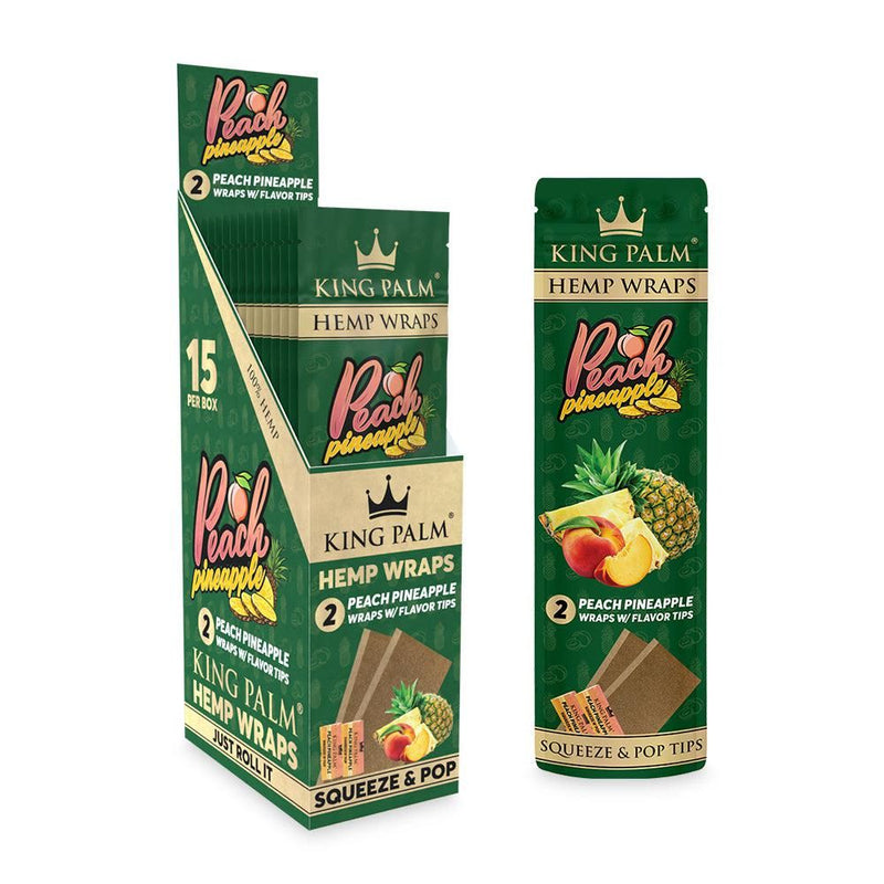 KING PALM HEMP WRAPS W/ FLAVOR TIPS 2CT 15PK