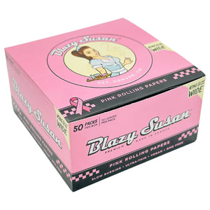 Blazy Susan - Pink King Size Wide Rolling Papers - Display of 50