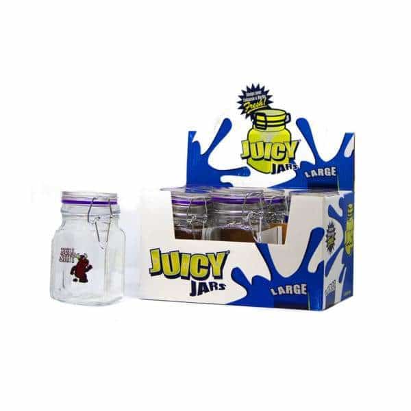 Juicy Large Clear Glass Jars w/ Stickers 6ct Display