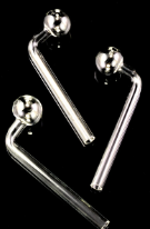 CLEAR GLASS L SHAPED OIL BURNER PIPE 6" 15CT
