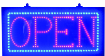 OPEN LED SIGN WHITE AND LT BLUE 80.4X28.3X3.5 CM