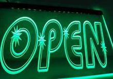 OPEN LED SIGN WHITE AND GREEN 83.5X31.5X6.5CM