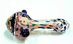 GLASS HAND PIPE ORANGE & BLUE DOTS