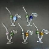 Colorful Curved Glass Oil Burner Pipe