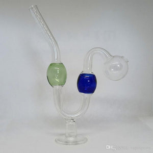 Colorful Curved Glass Oil Burner Pipe