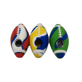 Football Silicone Hand Pipe w/ Glass Bowl Dab Rig Rugby Smoking Accessories Oil Burner Assorted Colors