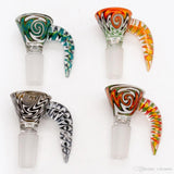 GLASS BOWL HAND PIPE MALE JOINT HANDLE