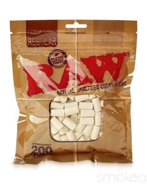 raw regular natural unrefined cotton filters / 200 filters per bag