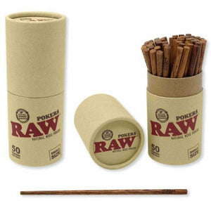 RAW Natural Wood Pokers Small Size 50PK