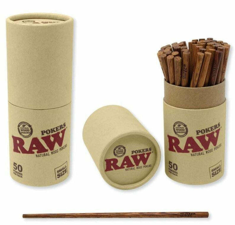 RAW Natural Wood Pokers Small Size 50PK