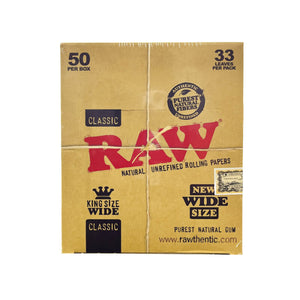 Raw Classic - King Size - Wide - 33 Per Pack - 50 Pack Per Box