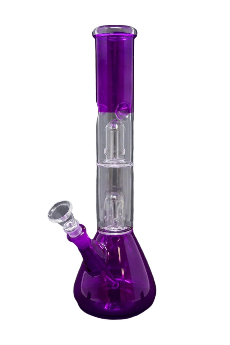 12" Glass Hookah Water Pipe Tobacco Double Percolator Bong