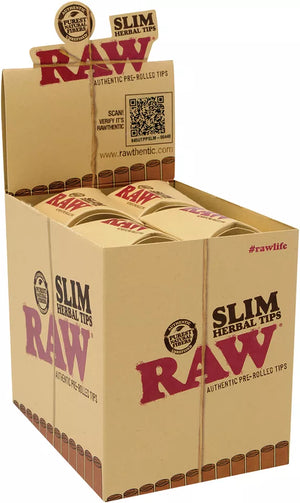 Raw Slim Herbal Pre-Rolled Tips 20 Packs per Box