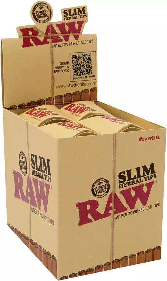 Raw Slim Herbal Pre-Rolled Tips 20 Packs per Box