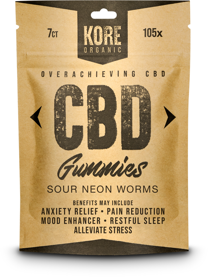 CBD:KORE-CBD- GUMMIES12 PAC SOUR NEON WORMS