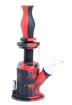 SILICONE WATER PIPE 3 PIECE RED/BLACK/WHITE