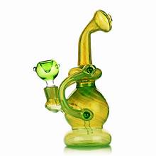 8" Recycler in Full Color Tube Twisting Art 14mm Male Bowl