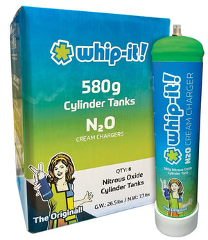 WHIP-IT N2O CREAM CHARGERS CYLINDER TANK 580G - 6CT BOX