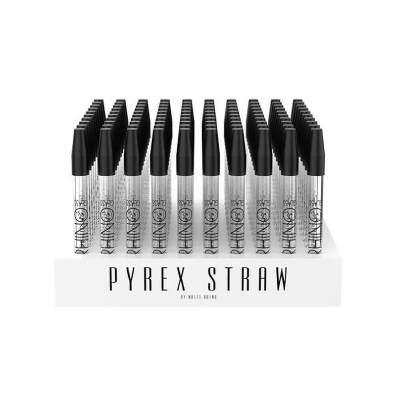White Rhino Pyrex Dab Straw w/ Silicone Cap 100ct Display