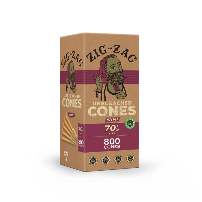 Zig-Zag 70's Unbleached Bulk Cones mini 800 Cones