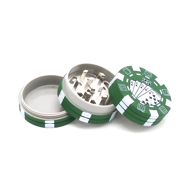 CASINO POKER CHIPS TOBACCO HERB GRINDER - 3 PIECES