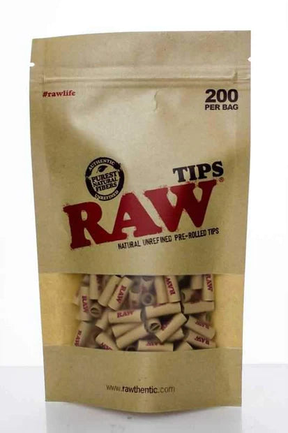 RAW Natural Unrefined Pre-Rolled Filter Tips - 1 Bag of 200 Tips