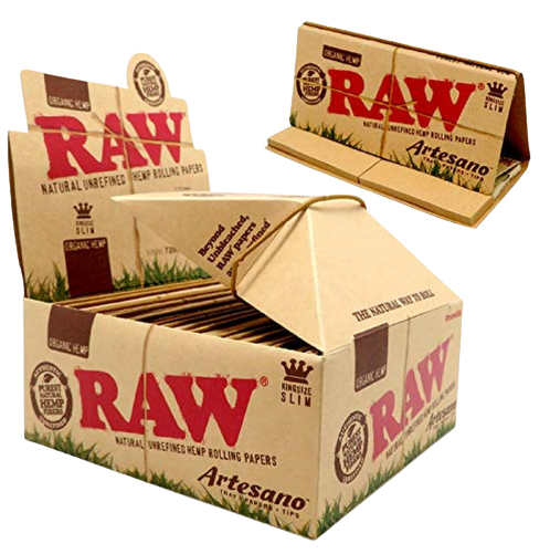 raw organic hemp natural unrefined hemp rolling papers /king size slim / 15 per box