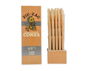 Zig Zag Unbleached Cones 98's 100 cones