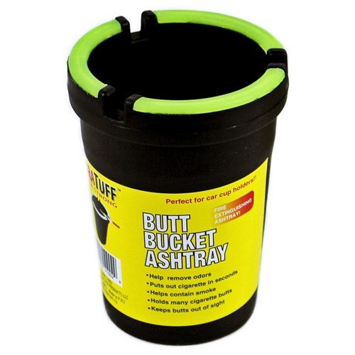 BUTT BUCKET CUP HOLDER ASHTRAY - BLACK WITH GLOW IN THE DARK 6PK