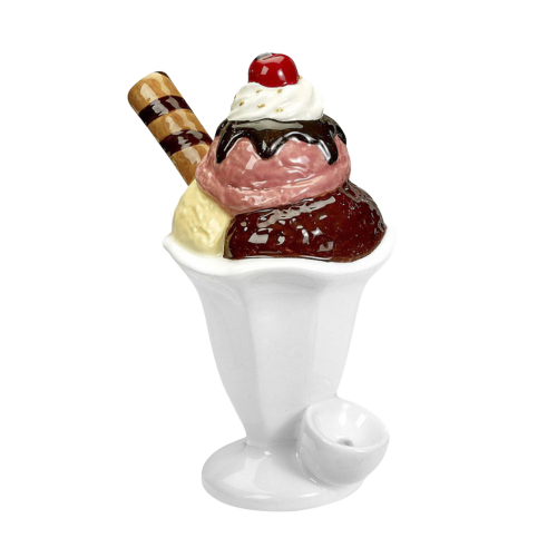 FASHION CRAFT ROAST & TOAST OLD FASHIONED CERAMIC  ICE CREAM SUNDAE PIPE