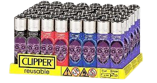 CLIPPER:CLIPPER REUSABLE LIGHTER SKULL PURPLE