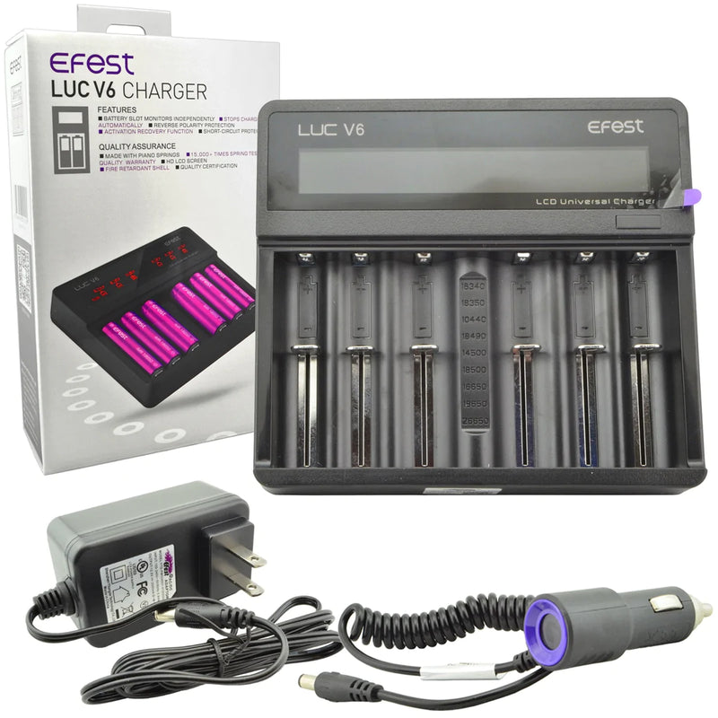 Efest LUC V6 LCD & USB 6 Slots Charger