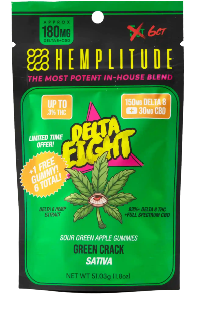 HEMPLITUDE GUMMIES GREEN CRACK 180MG 8PCS