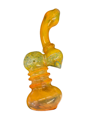 BUBBLER PIPE ORANGE WITH PINK FLOWER