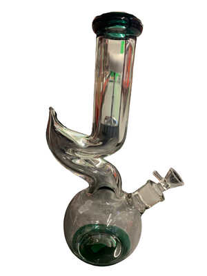 GLASS WATER PIPE CORVED COLOR TOP/BOTTOM